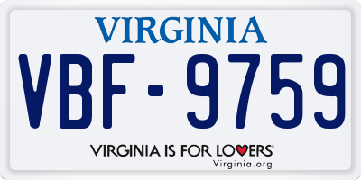 VA license plate VBF9759