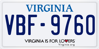 VA license plate VBF9760