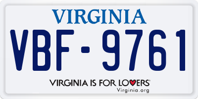 VA license plate VBF9761