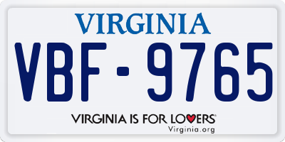 VA license plate VBF9765