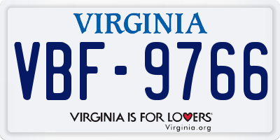 VA license plate VBF9766