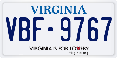 VA license plate VBF9767