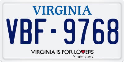 VA license plate VBF9768