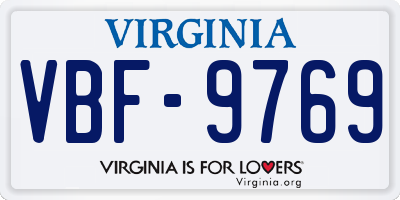 VA license plate VBF9769