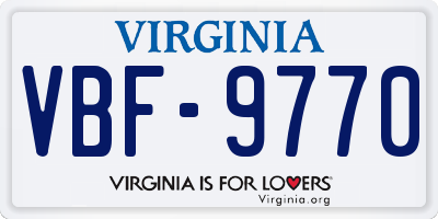 VA license plate VBF9770