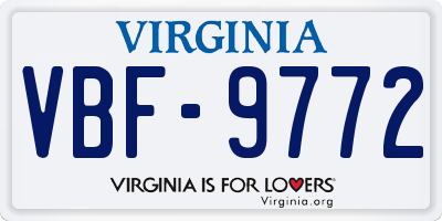 VA license plate VBF9772