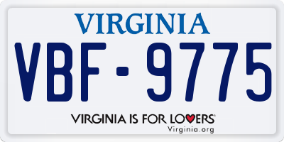 VA license plate VBF9775