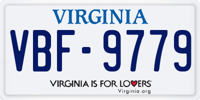 VA license plate VBF9779