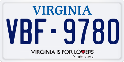 VA license plate VBF9780