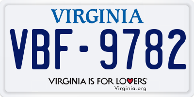 VA license plate VBF9782