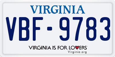 VA license plate VBF9783