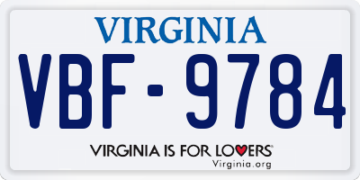 VA license plate VBF9784