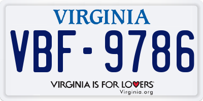 VA license plate VBF9786