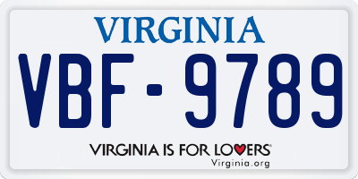 VA license plate VBF9789