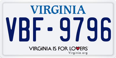 VA license plate VBF9796