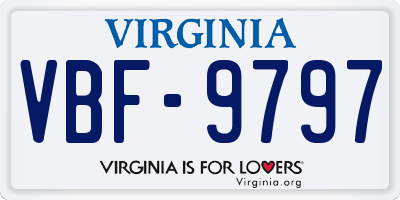 VA license plate VBF9797