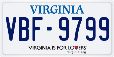 VA license plate VBF9799