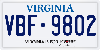 VA license plate VBF9802