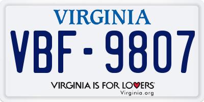 VA license plate VBF9807