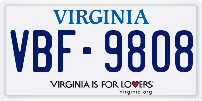 VA license plate VBF9808