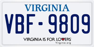 VA license plate VBF9809