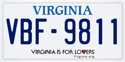 VA license plate VBF9811