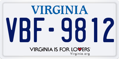 VA license plate VBF9812