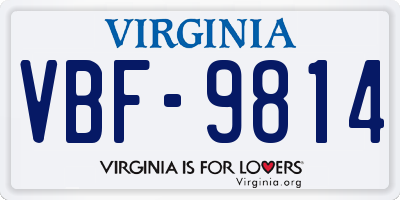 VA license plate VBF9814