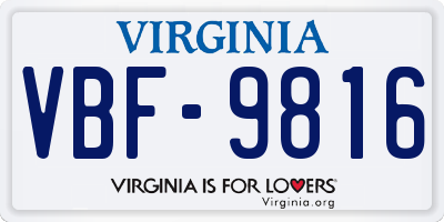 VA license plate VBF9816