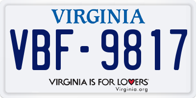 VA license plate VBF9817