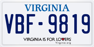 VA license plate VBF9819