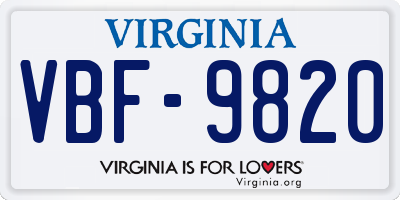 VA license plate VBF9820