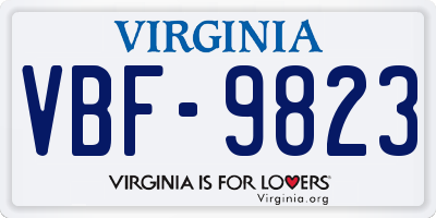 VA license plate VBF9823