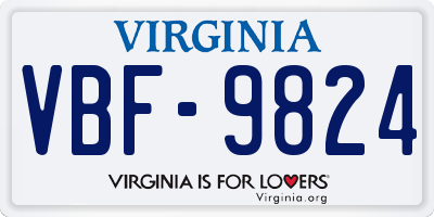 VA license plate VBF9824