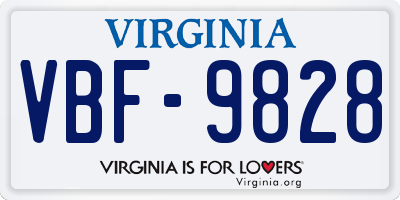 VA license plate VBF9828