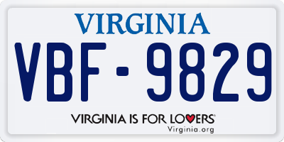 VA license plate VBF9829