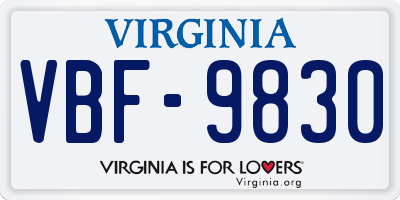VA license plate VBF9830