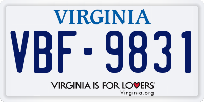 VA license plate VBF9831