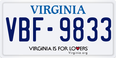 VA license plate VBF9833