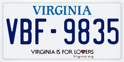VA license plate VBF9835
