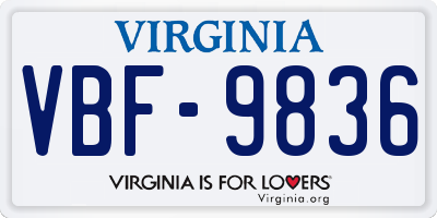 VA license plate VBF9836