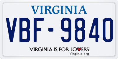 VA license plate VBF9840
