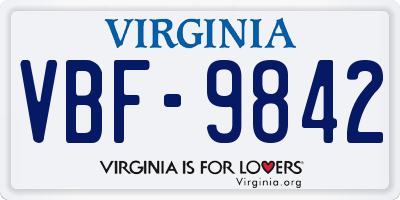 VA license plate VBF9842