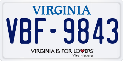 VA license plate VBF9843