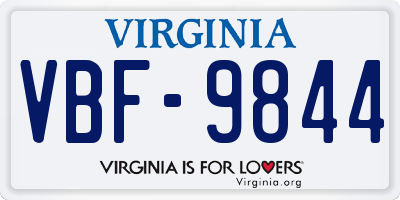 VA license plate VBF9844