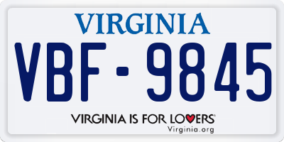 VA license plate VBF9845