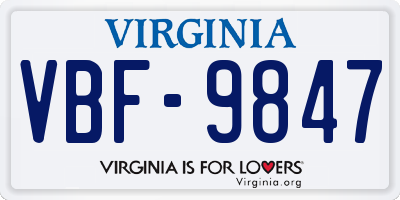 VA license plate VBF9847