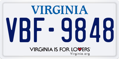 VA license plate VBF9848