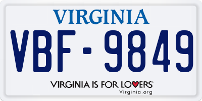 VA license plate VBF9849