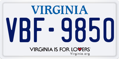VA license plate VBF9850